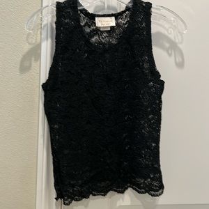 Victoria’s Secret camisole black lace nylon/rayon sheer sleeveless New not worn
